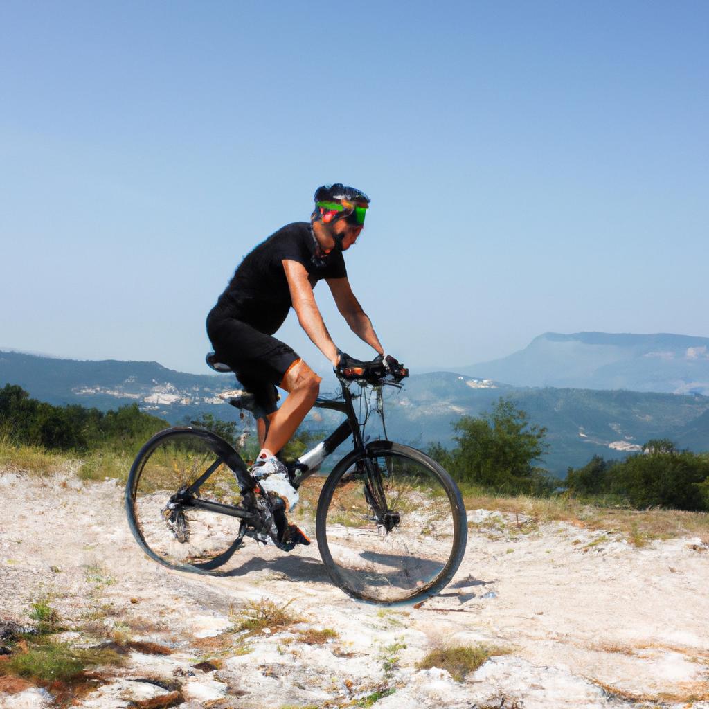 Man cycling on a mountain